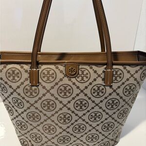 Tory Burch Patterned Brown and Cream Tote